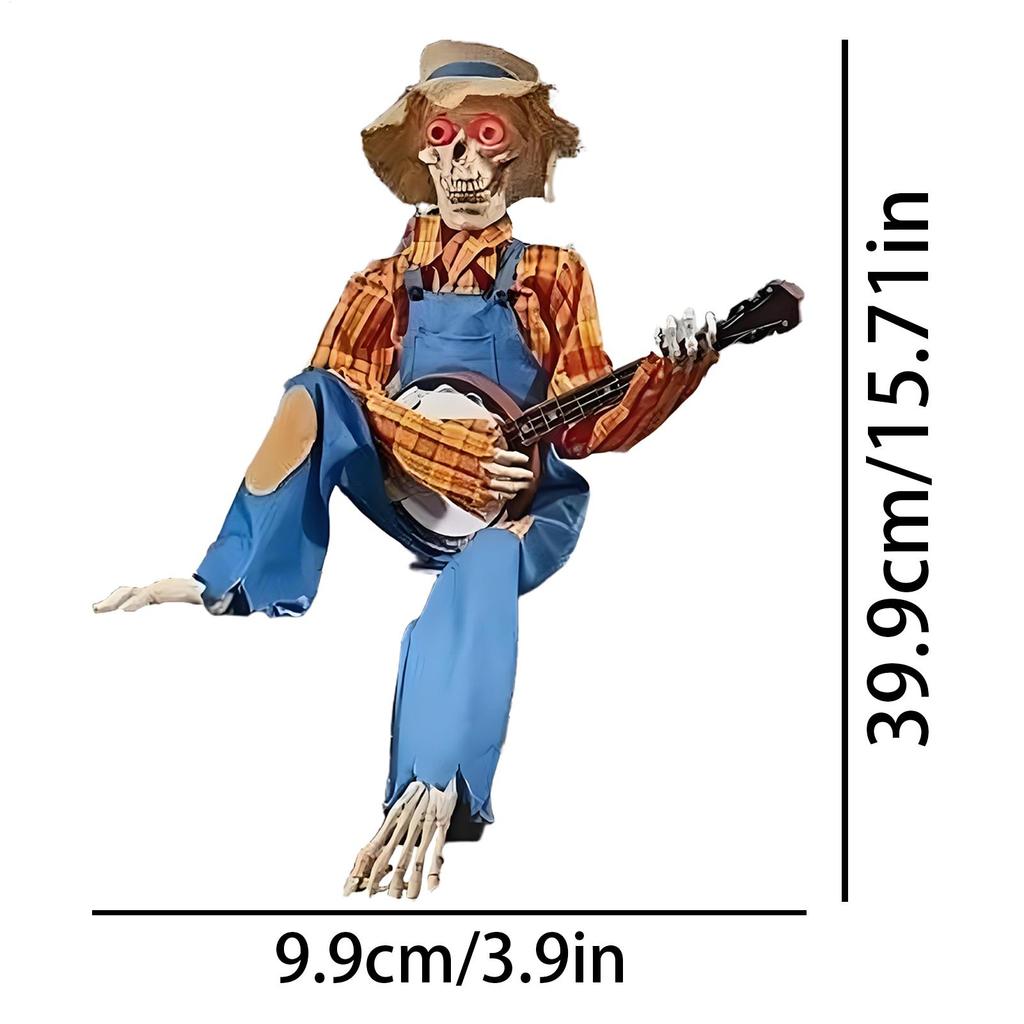 Skeletons Luminescent Animated Glowing Skull Guitar Statue Latest Horror Night Halloween Skeleton Sculpture