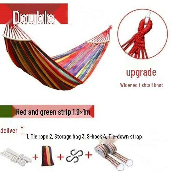 Canvas Hammock for Camping - Anti-rollover Design, Single/Double Person, Outdoor Swing with Curved Support