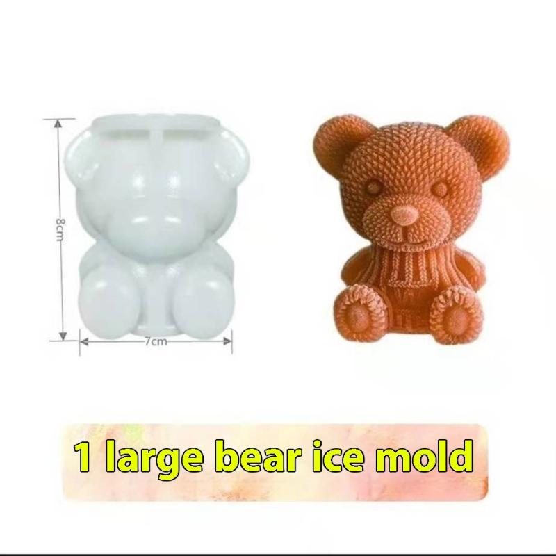 

1Pcs Little Bear Ice Cube Mold Reusable Freezer Safe Ice Cream Chocolate Mould Bpa-Free Slow Melt Whiskey Cocktail Tool 8CM