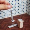Scene Decor Miniature Cleaning Mop Pretend Play Doll Flat Mop Dollhouse Broom Mop  Kids Toy