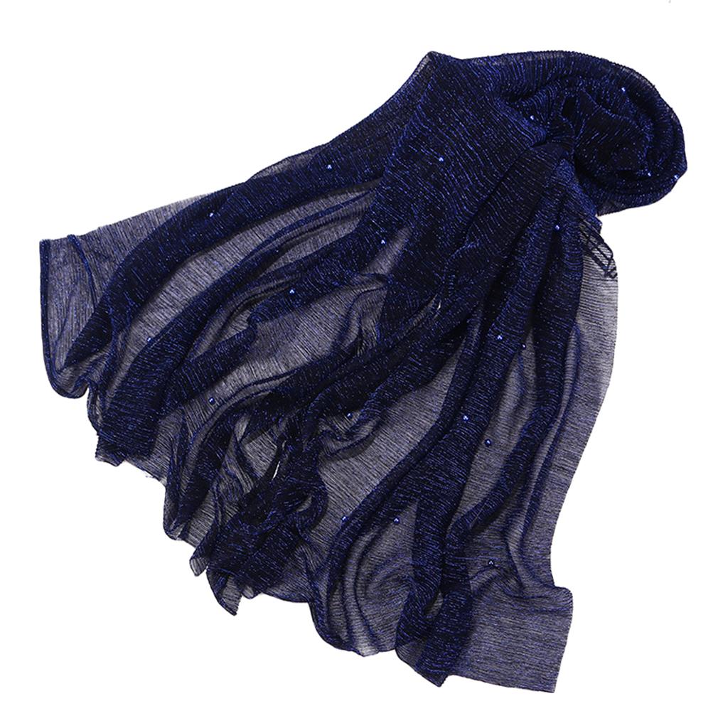 Women's Elegant Pleated Shawl Scarf, Lightweight Breathable Scarf with Beads, Versatile Sunscreen Shawl for Daily/Party