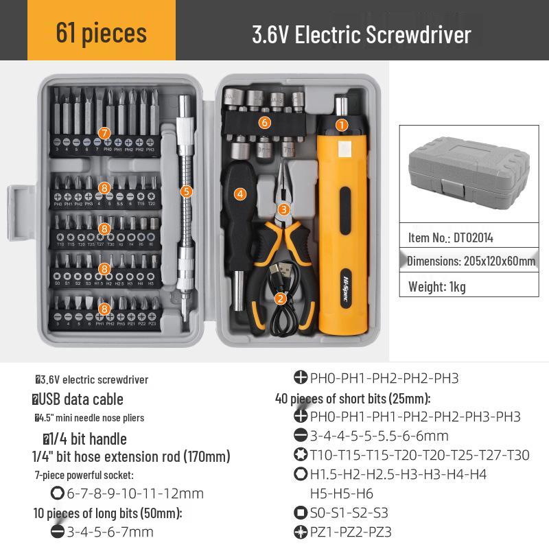 3.6V Rechargeable Lithium Electric Screwdriver Set with Manual/Automatic Function