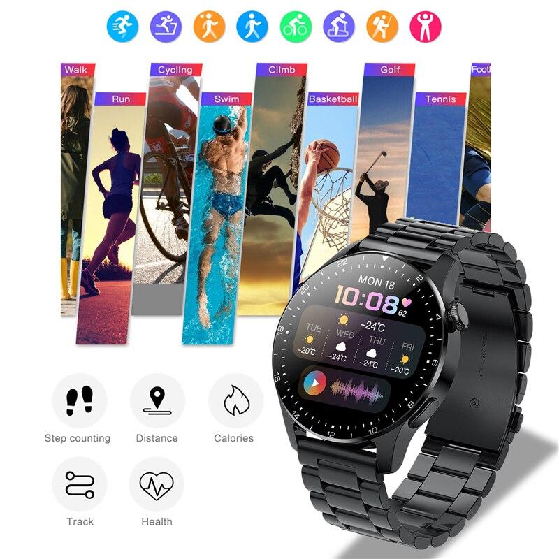 Männer Smart Watch Stahl Luxus wasserdicht Sport Fitness Herzfrequenz Bluetooth Anruf Smartwatch für Android IOS + Box