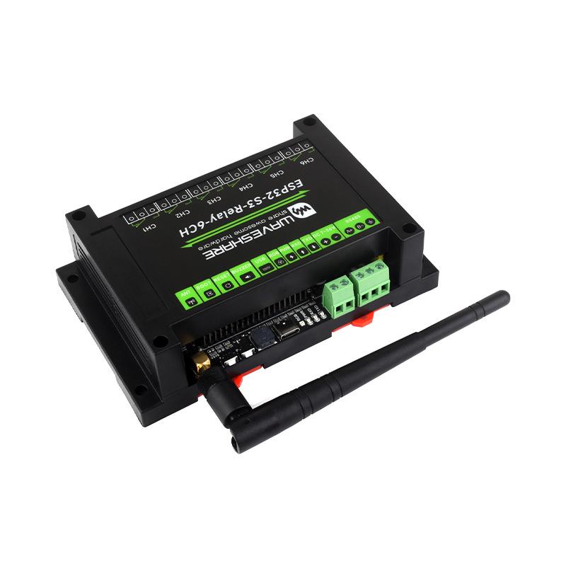 ESP32-S3 Industrial Isolated 6-Channel Network Relay Module with WiFi, Bluetooth 5, RS485, Dual-Core.