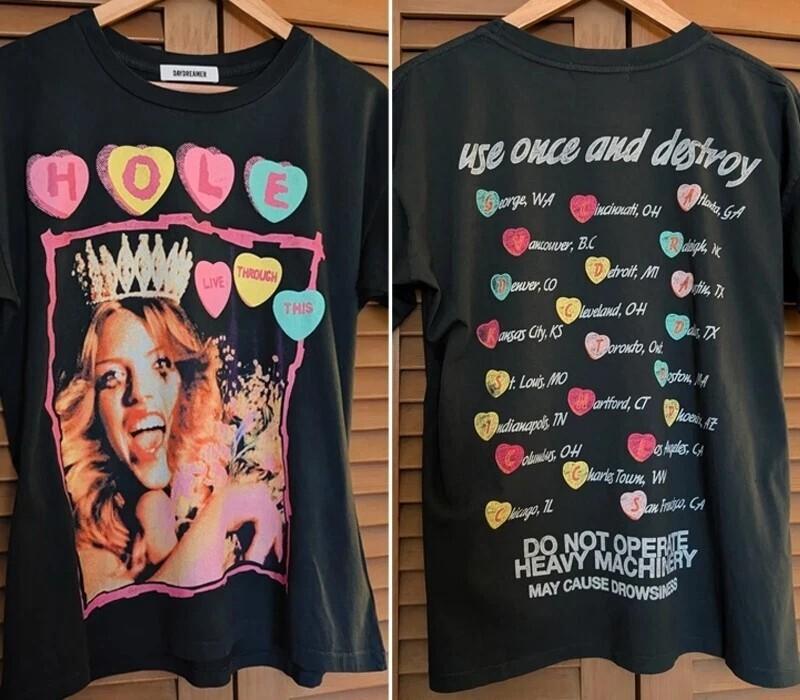 Hole Live Through This Oboustranné Základní Černé Retro Styl Unisex Tričko Pánské Dámské