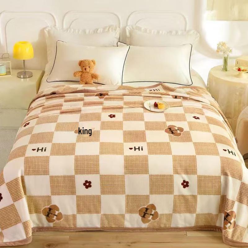 Hongdou Warm Fleece Blanket, Seoul Plaid