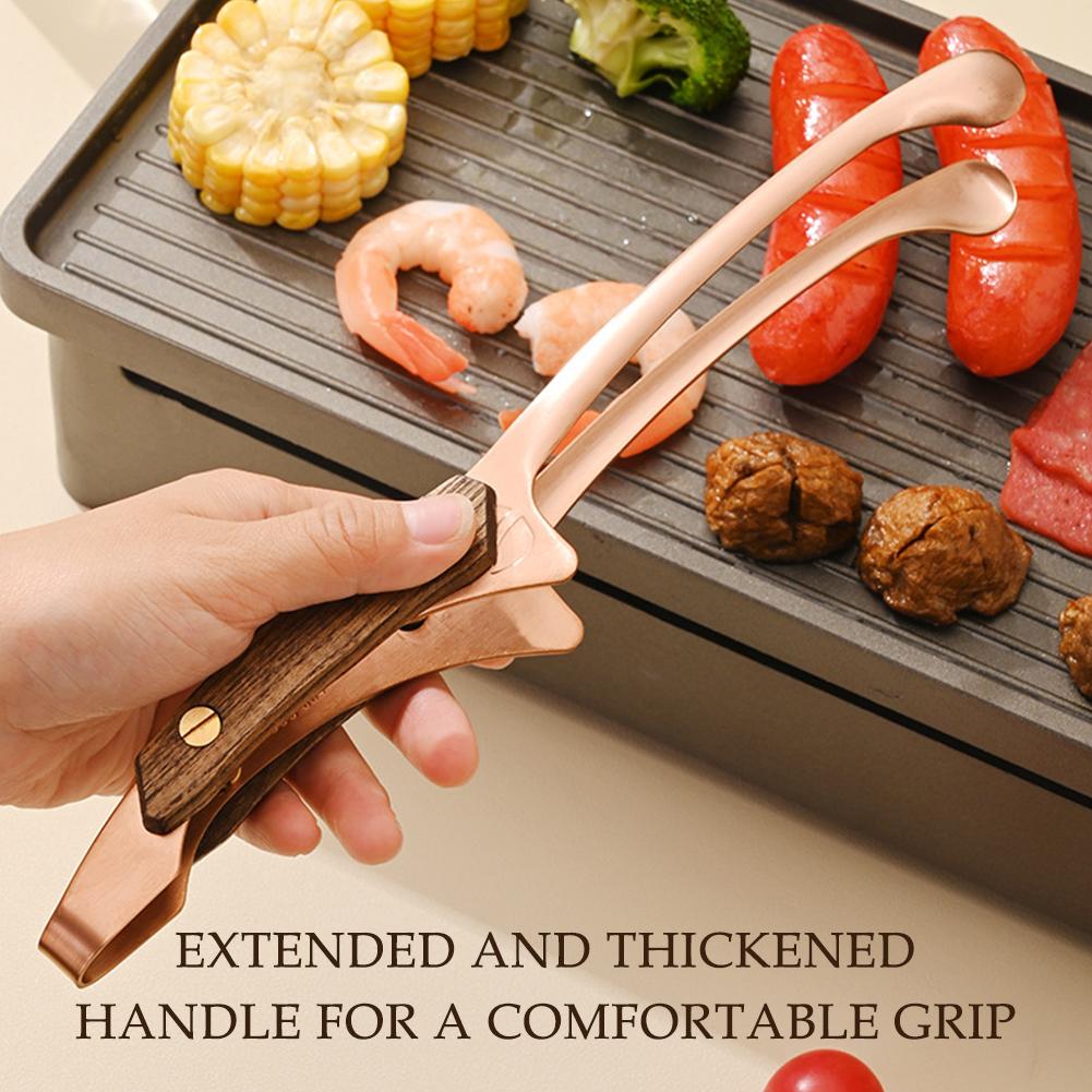 Pinzas para Barbacoa de Acero Inoxidable Mango de Madera Pinzas para Comida de Barbacoa Clips para Barbacoa de Cocina al Aire Libre Pinza Pinza de Barbacoa Accesorios de Cocina
