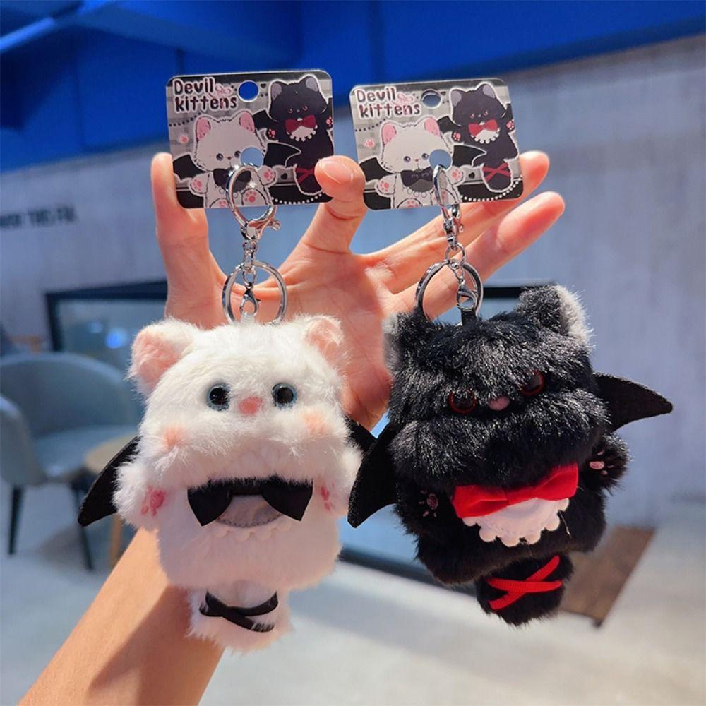 Anime Cute Cartoon Cat Plush Doll Toy Fluffy Black and White Simulation Cat Plush Toy DIY Soft Mini Plush Keychain Plush Toy