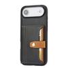 For iPhone Air Case Calf Texture Card Holder PU Leather+TPU Kicsktand Phone Cover