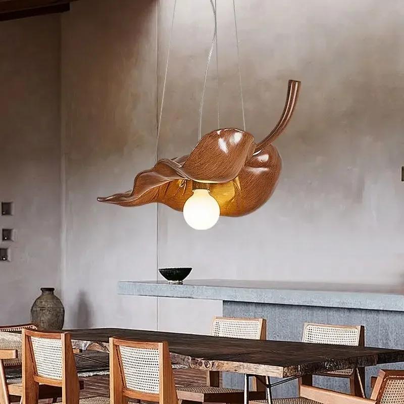 W2557 Zen inspired retro leaf restaurant chandelier with personalized creativity Wabi Sabi style homestay tea room lighting fixt