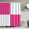 Bright Bath Shower Curtain Pink White Modern Design for Bathroom Decoration 72x84 Inches Waterproof Fabric with Plastic Eyelets