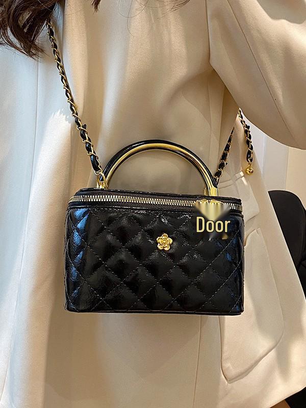 Argyle Chain Box Bag: Women's Stylish Korean Shoulder & Crossbody Handbag