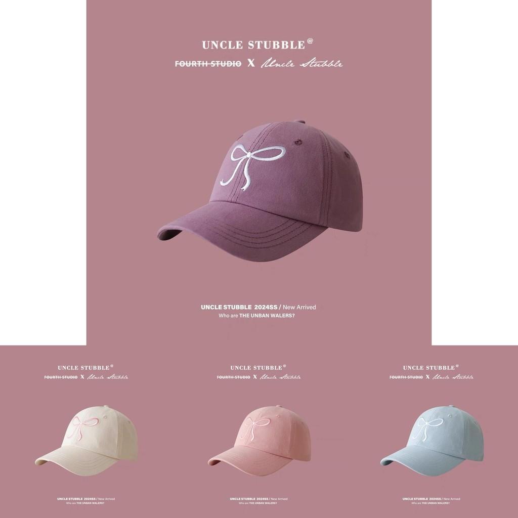Adorable Korean Bowknot Baseball Cap For Girls Allseason Soft Top Pink Hat