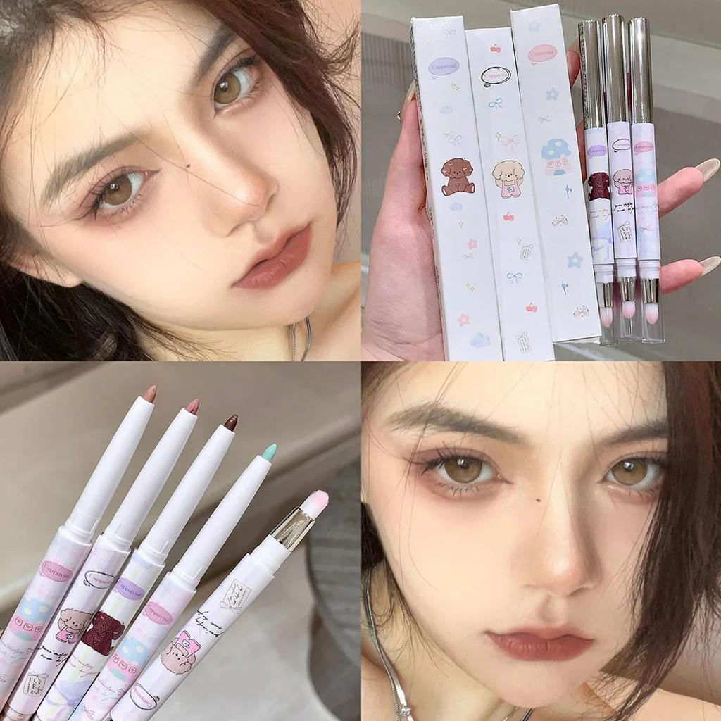 Double-head Milk Green Eyeliner Shadow Pencil Waterproof Lasting Ultra-thin Shimmer Matte Colorful Eyeliner Gel Pen With Brush