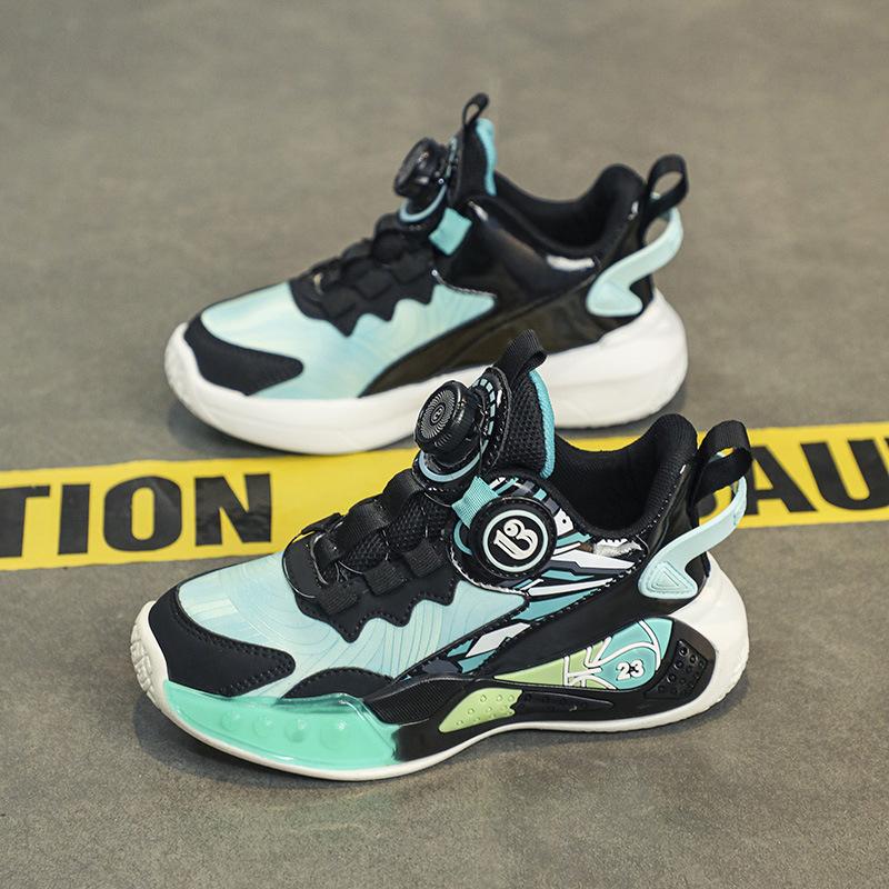 Boys Shoes Autumn and Winter 2025 New Children's Velvet Sports Basketball Shoes Medium and Older Boys Non-slip Warm Two Cotton Shoes