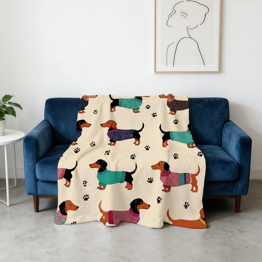 Dackel Cartoon Niedliche Decke Flanell Warm Weich Überwurfdecke Für Zimmer Sofa Kindliche Geburtstagsgeschenke