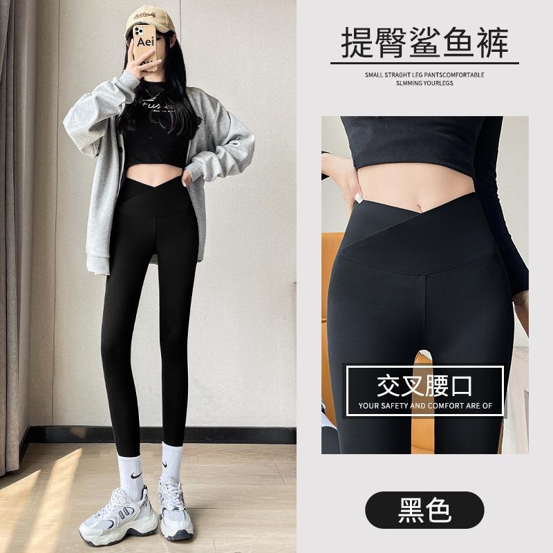 

Брюки акула осенняя одежда брюки Барби крест высокая талия подтяжка живота бедра стройные тонкие женские леггинсы XL (Suitable for 130~ 77.5kg)