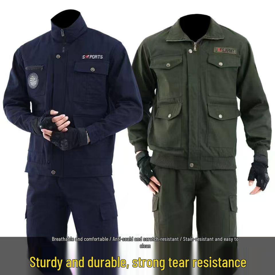 Spring & Autumn Men's Workwear Set: Anti-Scald, Wear & Dirt Resistant for Welding, Auto Repair, and Construction
