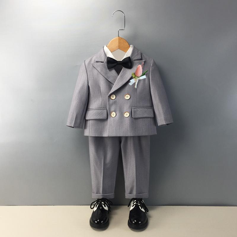 Ensemble uniforme printemps et automne pour enfants, haut de costume + pantalon, ensemble 2 pièces avec nœud papillon et corsage