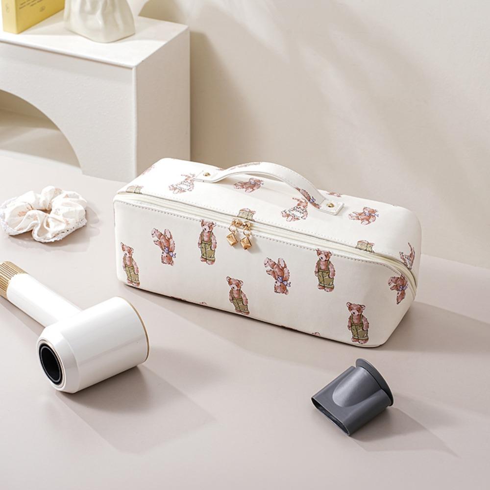Large Capacity Hair Dryer Storage Bag PU Leather Carrying Case New Curler Storage Bag  Travel Use
