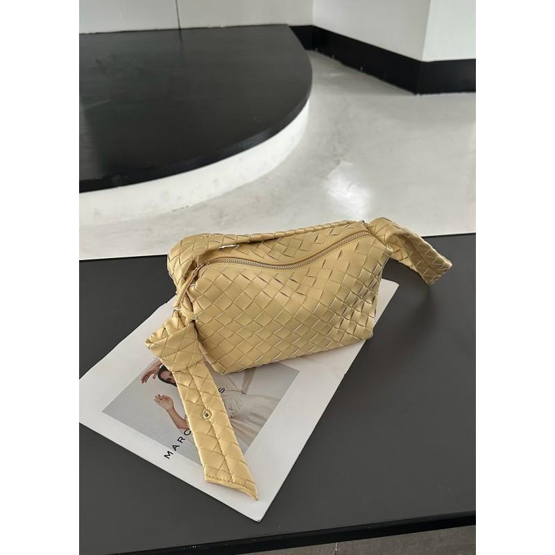 Handwoven Leather Crossbody Bag Women Stylish Woven Shoulder With Zip Medium Size Urban Minimalist Design