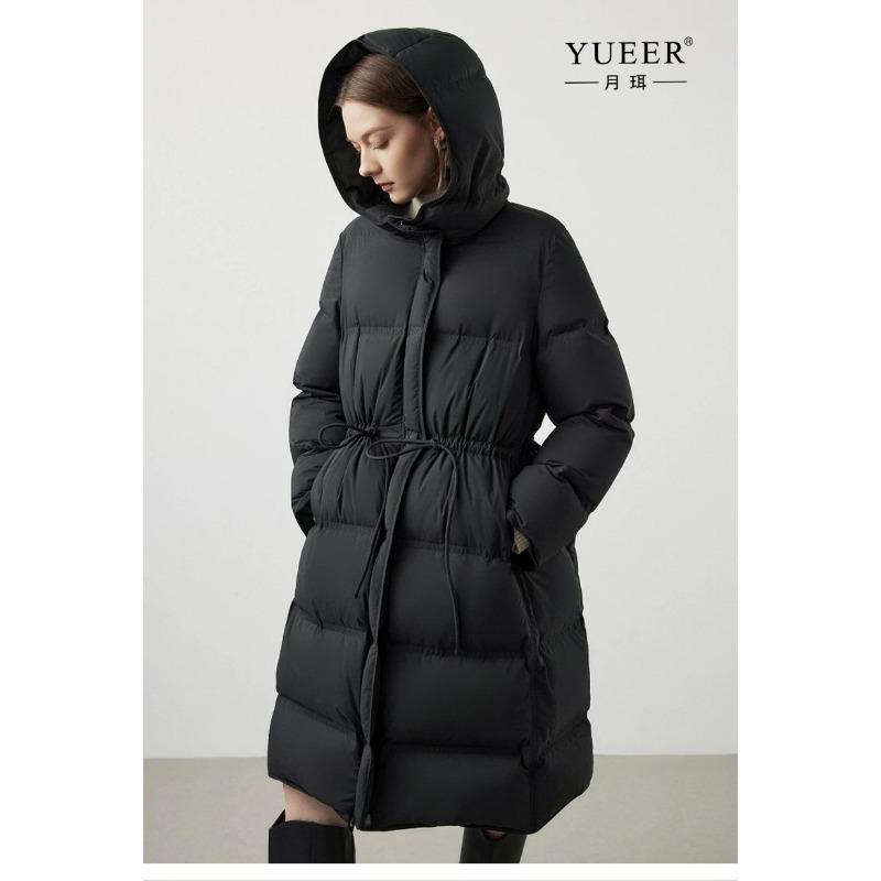 

Осень и зима новая модная пуховая куртка с капюшоном женская зимняя средней длины новая кулиска на талии для сохранения тепла XXL чёрный