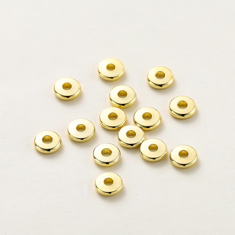 10-50Pcs 14K18K Gold Color Plated Brass 3-12Mm Round Spacer Beads Flat Bracelet Beads For Diy Jewelry Findings Accessories