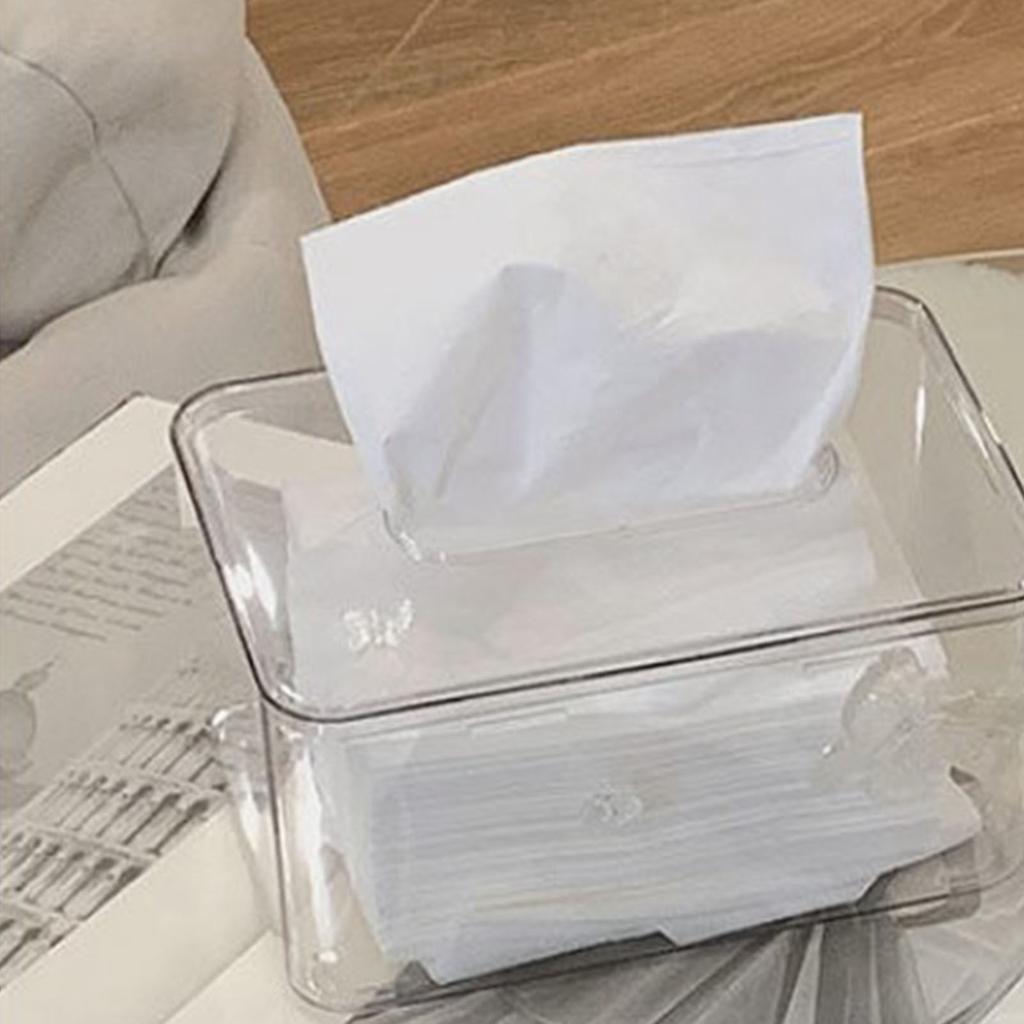 Clear Tissue Box Multi Functional Rectangle Decorative Space Saving Transparent Napkin Storage Dispenser