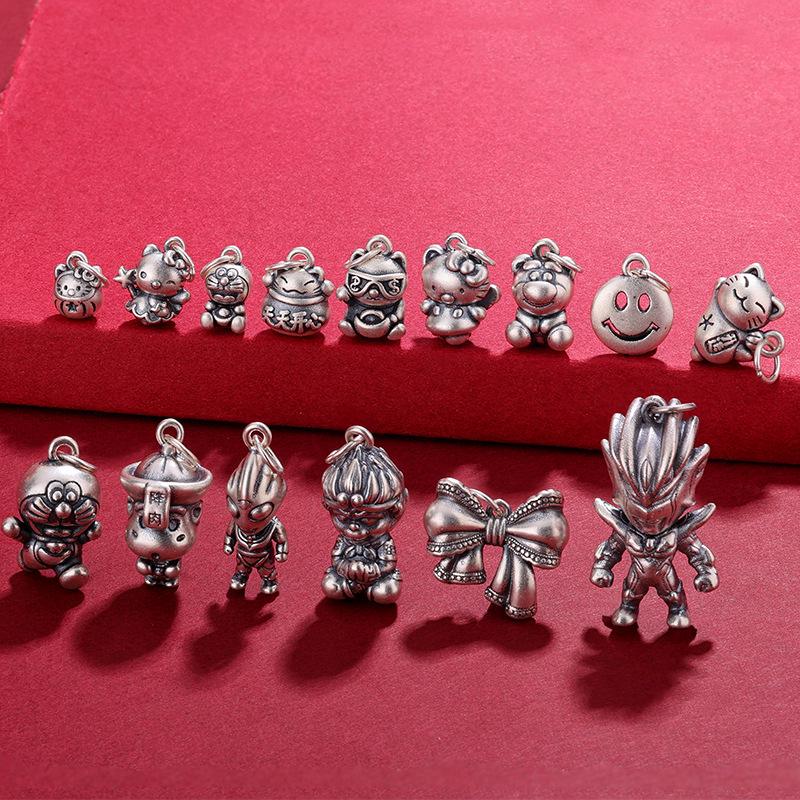 Sterling Silver 3D Lucky Cat Pendant - Cute Wealth Charm for Baby or Bestie Gift