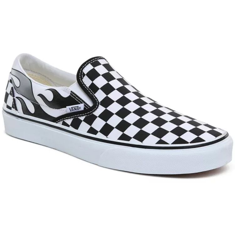 Vans Slip-On Checkerboard Flame Classic Low Top Skate Shoes Unisex Sneakers Black White VN0A4BV3SX7