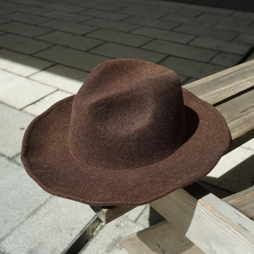 Korean Casual Brown Black Wide-Brimmed Wool Top Hat Men'S And Women'S Autumn And Winter Vacation Versatile Retro Felt Hat