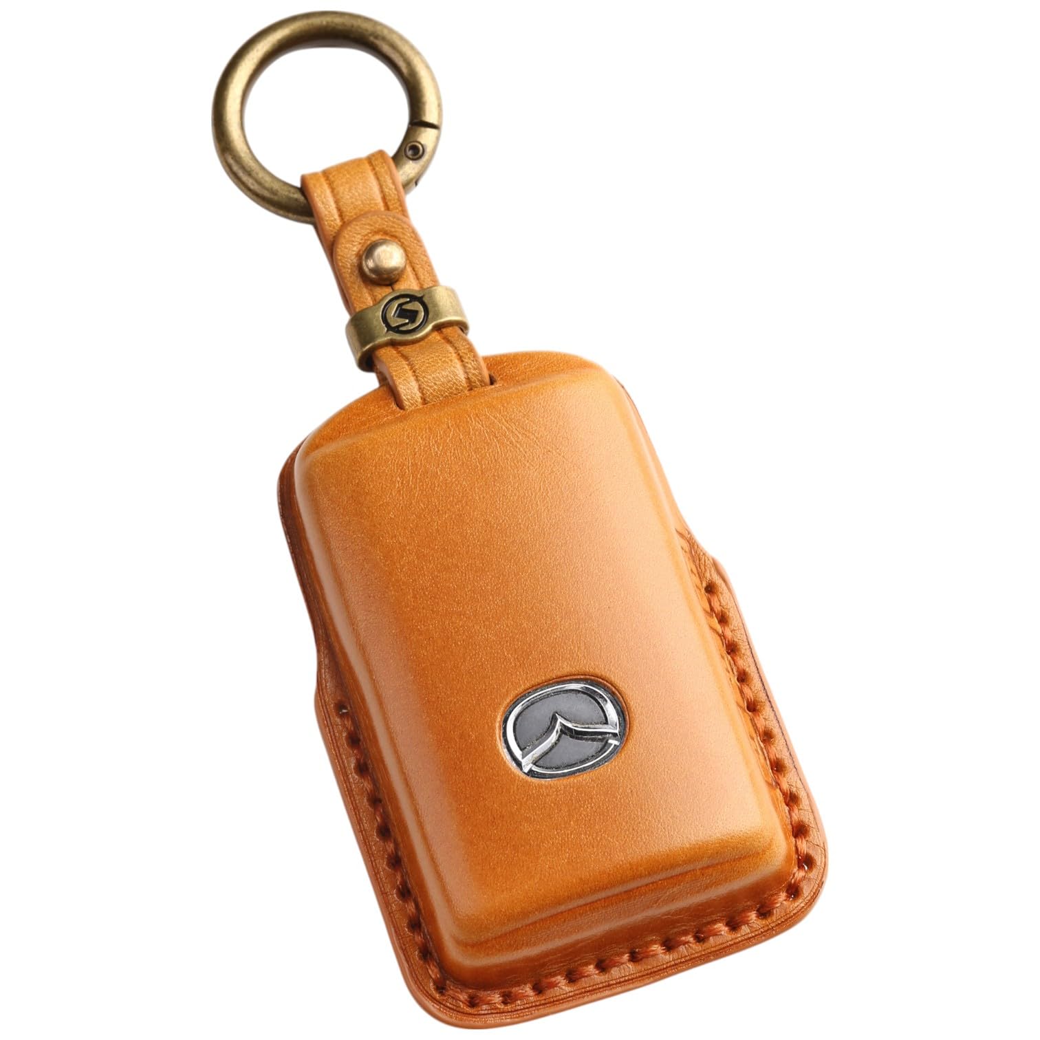 

with New Mazda CX8 CX5 CX30 MX30 CX60 Roadster Genuine Leather Key Case Leather Key Cover Mazda3 Mazda6 Smart Key Case Accessory 3D Luxury Camel 3