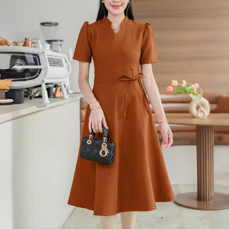 ZANZEA Women Elegant Casual V-neck Summer Short Sleeve Dress