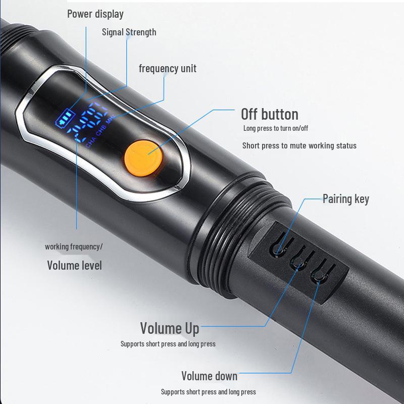 Rechargeable UHF Wireless Handheld Microphone with Display for Home, KTV, and Outdoor Singing & Live Streaming