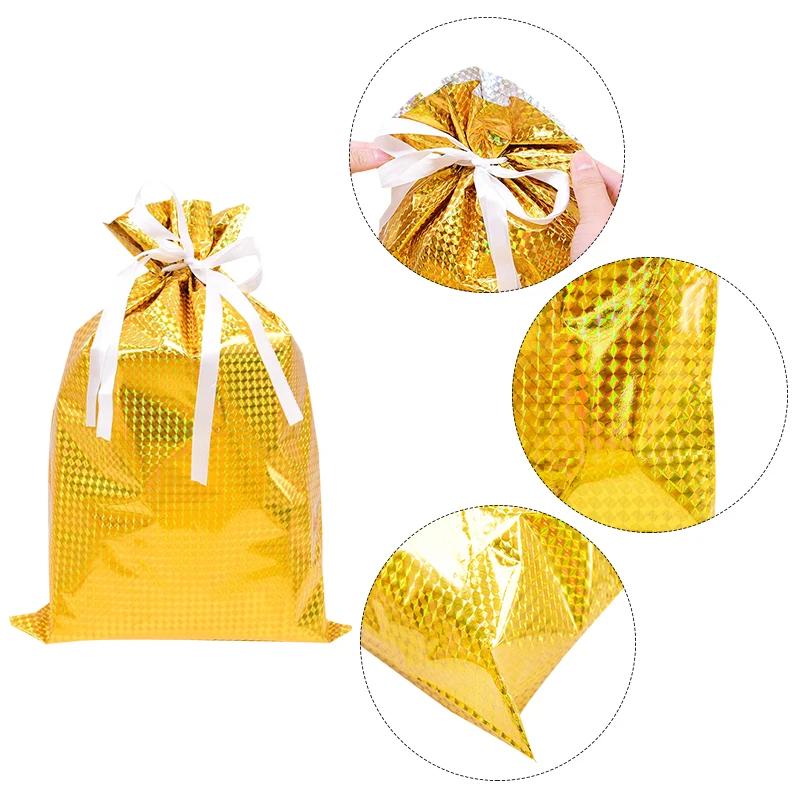 Merry Christmas Drawstring Gift Bag New Year 2024 Large Candy Cookie Packaging Bag Navidad Christmas Home Decoration Gift Bags