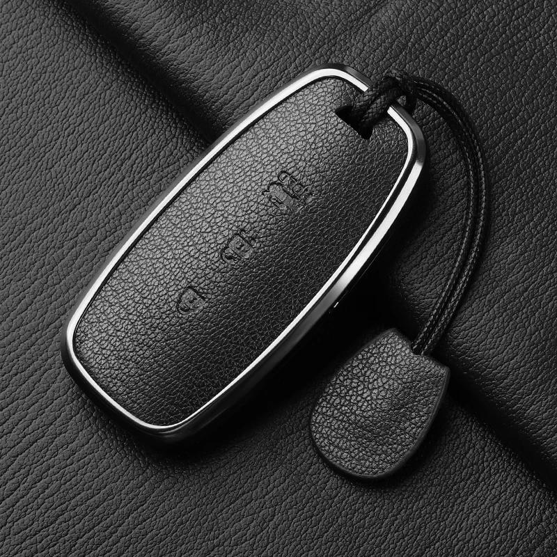 Housse Étui Porte-Clés de Voiture en Métal et Cuir 3 Boutons Pour Nissan X-Trail T33 Qashqai J12 Teana Accessoires Pour Voitures