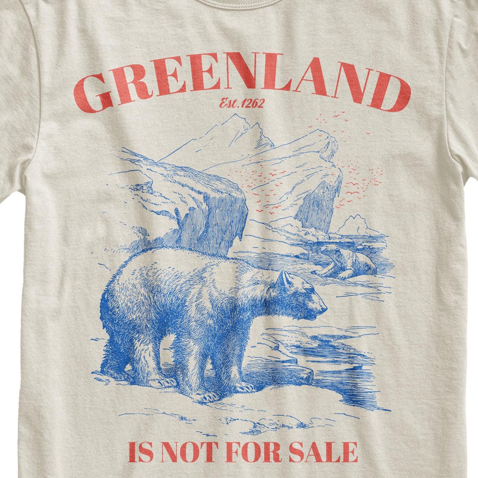 Greenland Polar Bear Graphic Tee, Anti Trump Political Shirt M
