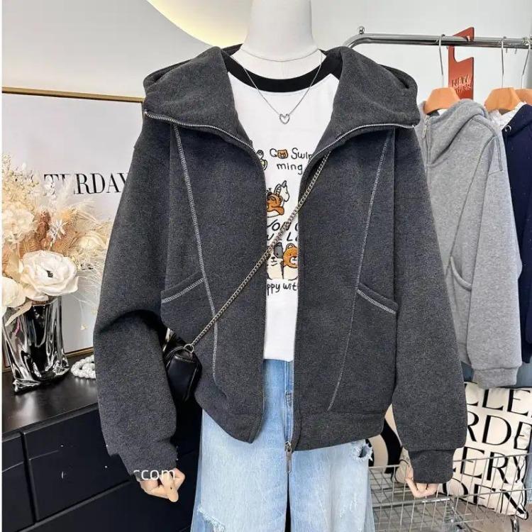 

Winter Thickened Velvet Coat for Women Hooded Cotton Jacket Loose Casual Solid Color Top XXXXL