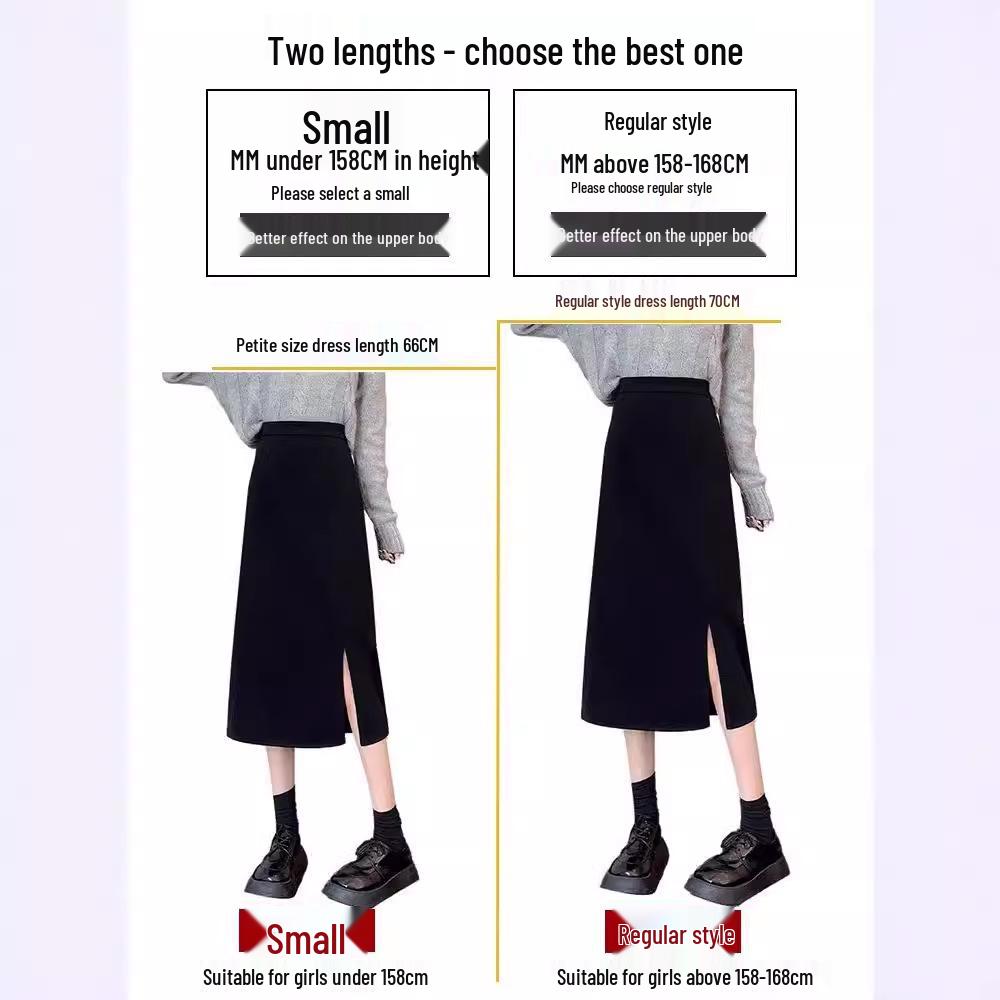 High-Waist Slit Midi Skirt: Slimming A-Line Bodycon for Women - Spring 2024 Collection