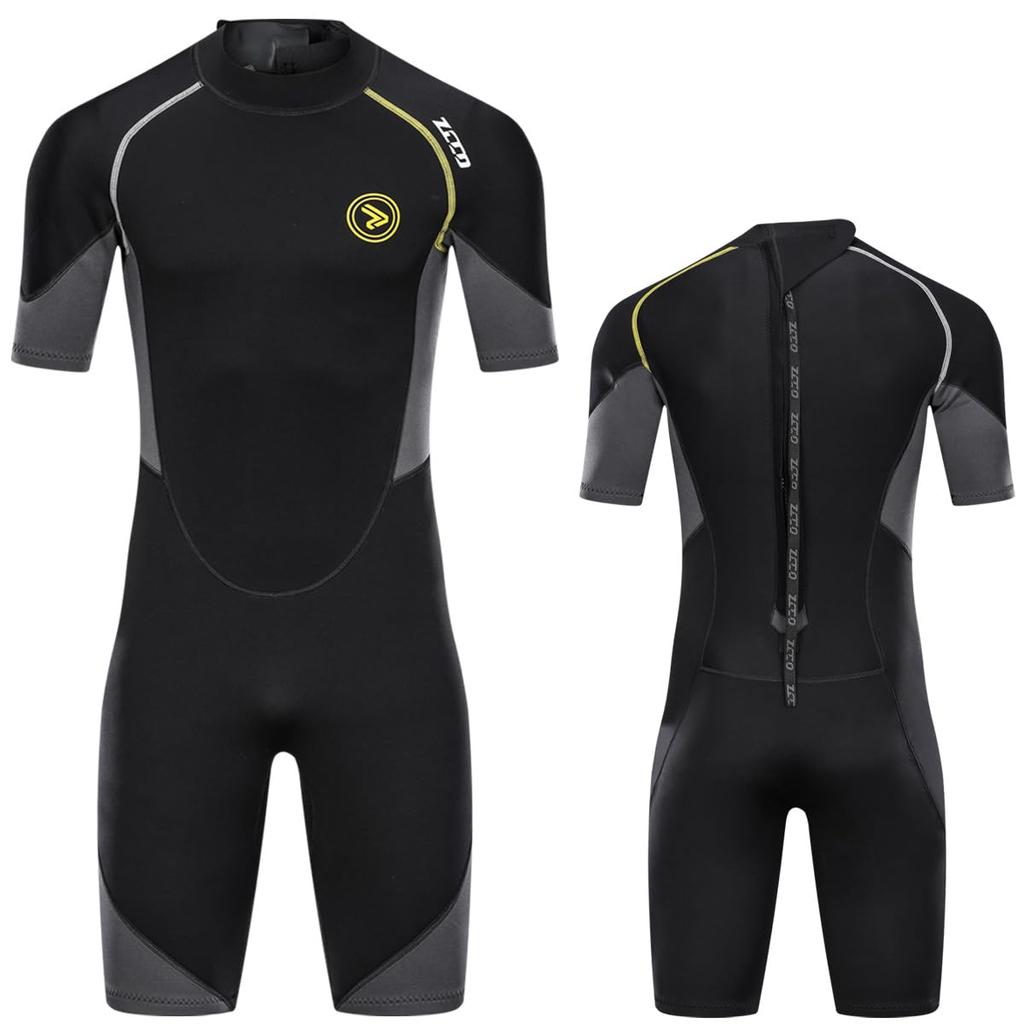 Neopren Kurzarm Frühjahrs-Neoprenanzug mit Rückenreißverschluss für und Größe Small Herren 1,5mm Surfen, SUP, Bodyboarding, Tauchen, Angeln, Schnorcheln,