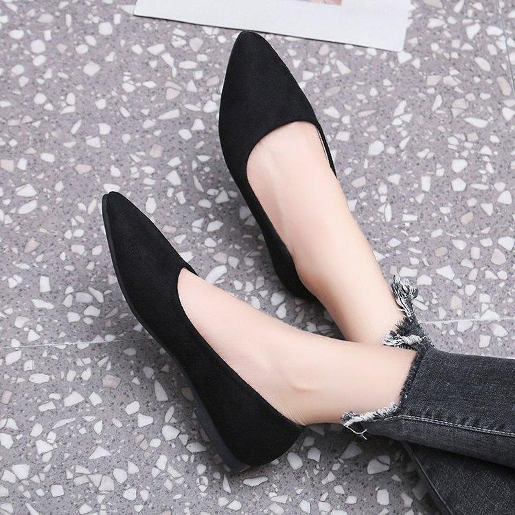 Autumn new pointed single shoes flat single shoes soft sole non-slip and wear-resistant suede