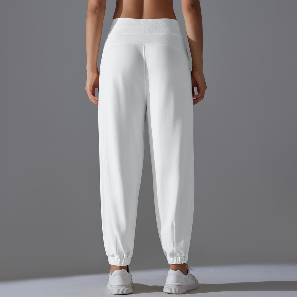Women Drawstring Waist Sweatpants High Stretch Athletic Pants Breathable Loose Fit Yoga Joggers Ankle Length