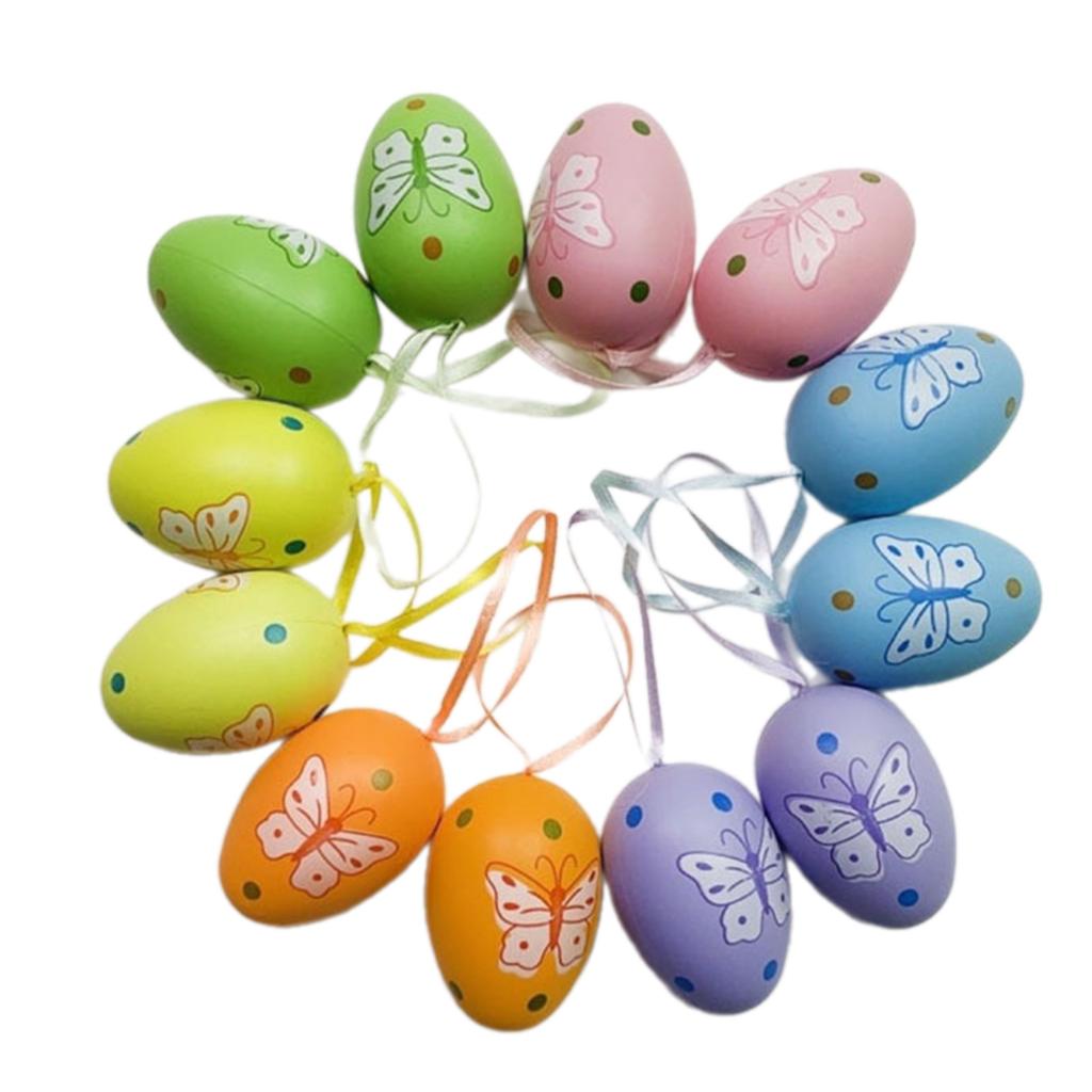 Personalized Easter Crafts Artistic Painting Easter Eggs Set Tree Hanging Pendants Easter Decorations Plastic