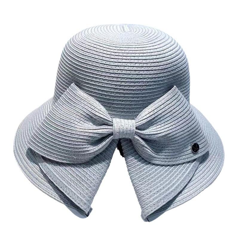 Womens Large Brim Straw Hat With Butterfly Tie And Breathable Material For Summer Travel