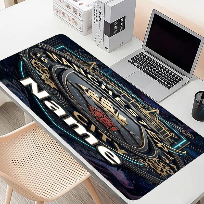 Custom Name Personalized Manchester City Pattern Mousepad, Laptop PC Desk Mat, Decorative Desk Mat for Home Keyboard Pad Gift