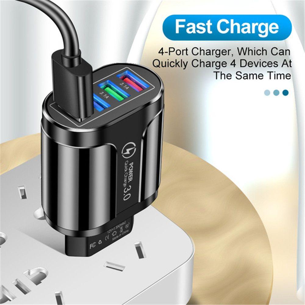 Travel 4 Ports UK EU US Plug Fast Quick Charger USB Transformer Adapter Power Supply