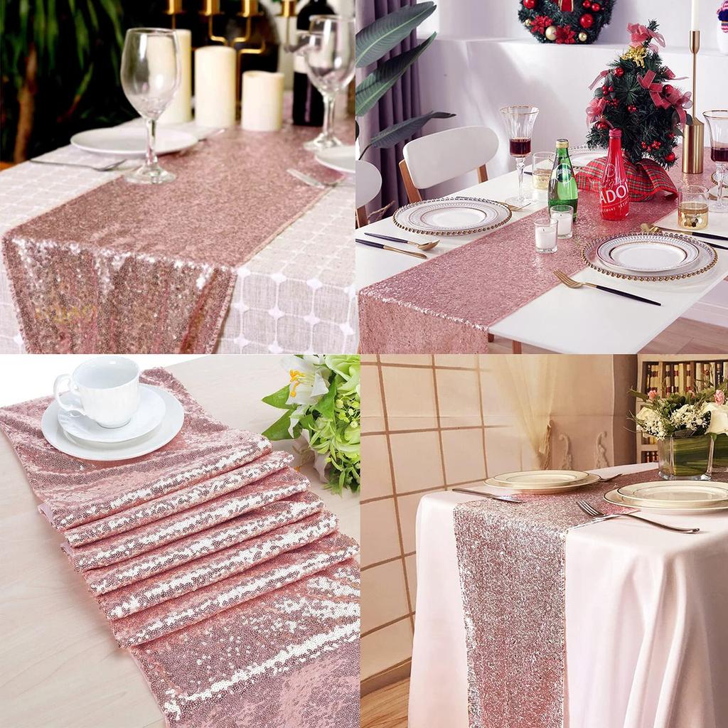 12 Packs 12 X 72 Inch Sequin Table Runner Glitter Dining for Birthday Wedding Baby Shower Bachelorette Holiday Celebration Party