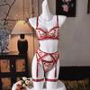 Heart-shaped Embroidery Perspective Contrasting Bra Complex Sexy Lingerie Set