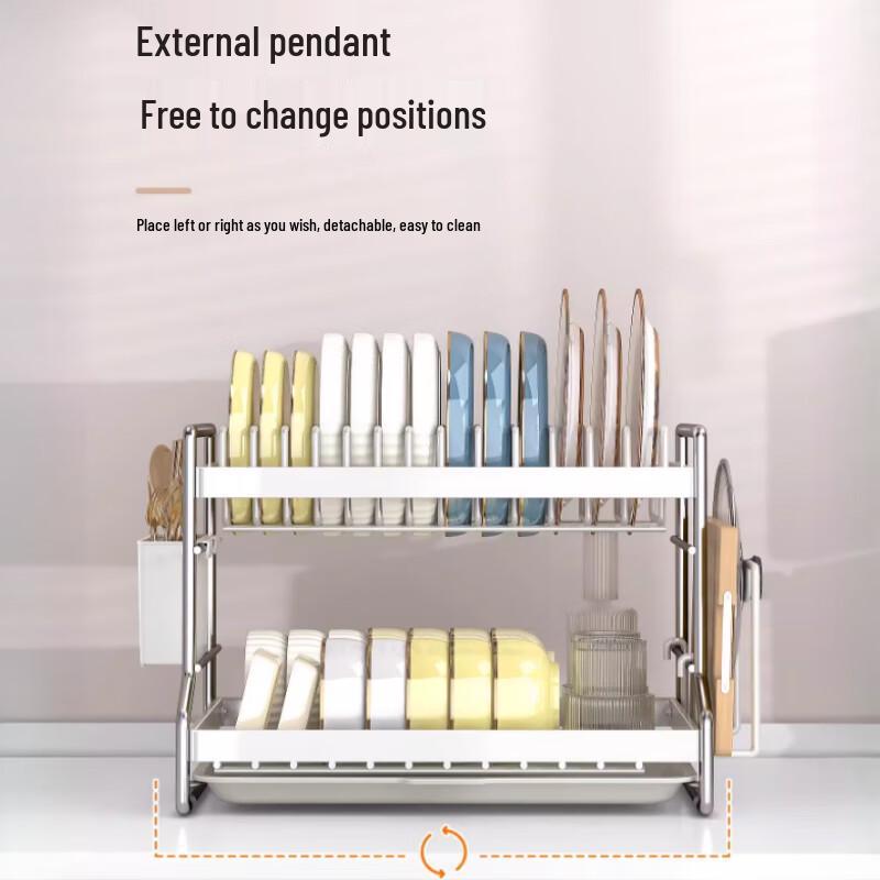 3-Tier Carbon Steel Countertop Dish Drying Rack with Utensil Holder