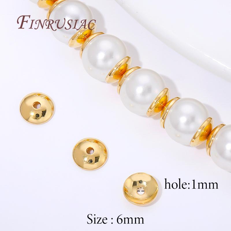 18K Gold Plated 6mm Bead Caps For Jewelry Making,Brass Beads Cap Spacer Beads For DIY Bracelets&Earrings Making Accessories